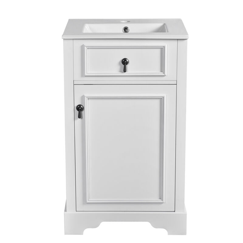 Small Bathroom Vanity: 20-Inch with Ceramic Sink and Soft Close Door