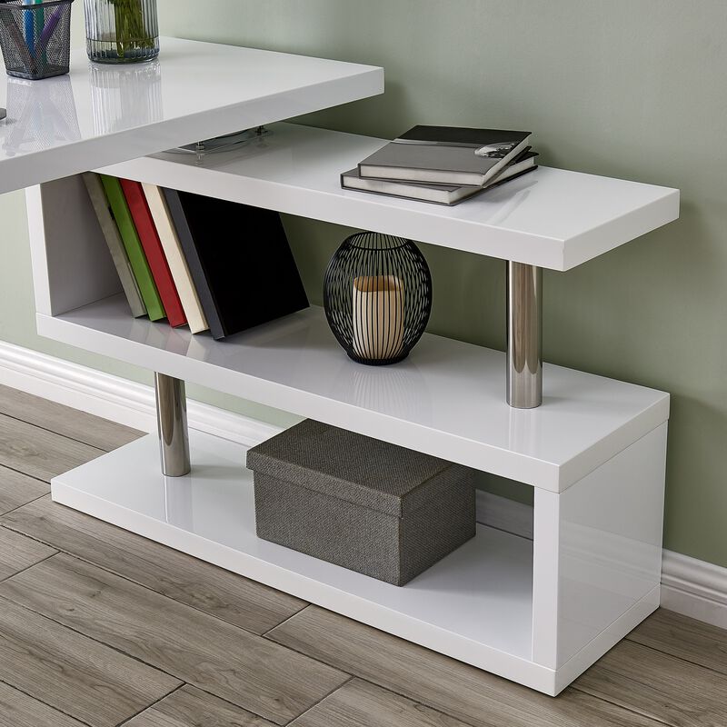 Southern Enterprise Yates Multifunctional Corner/L Desk w/ Shelves