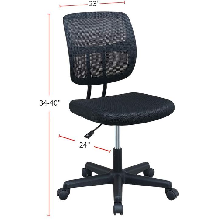 Elegant Design 1pc Office Chair Black Mesh Desk Chairs wheels Breathable Material Seats