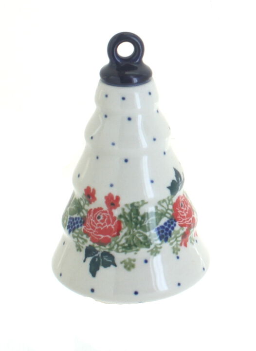 Blue Rose Polish Pottery Winter Floral Christmas Tree Ornament