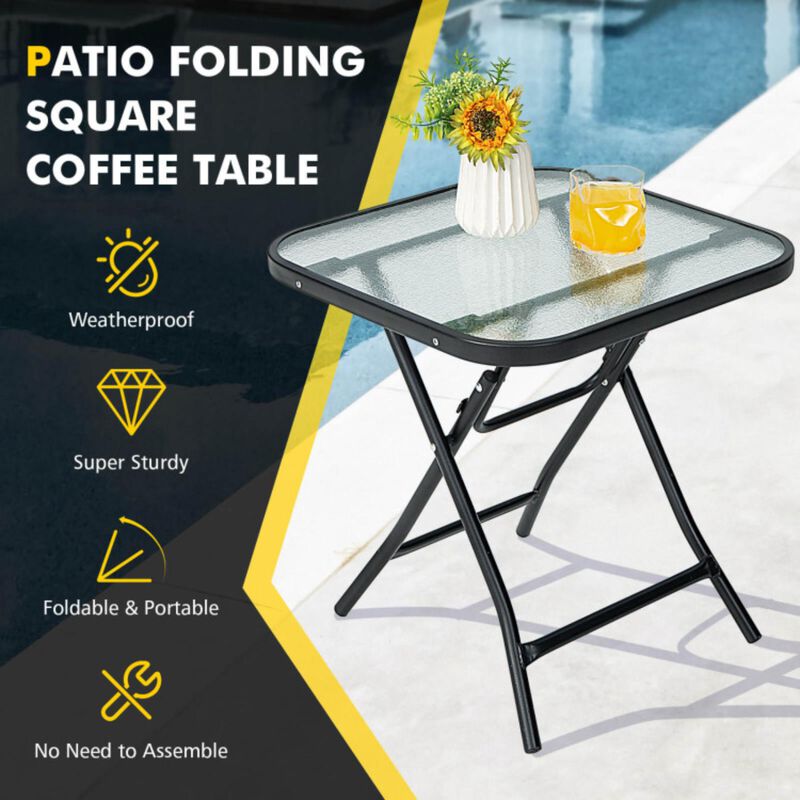 Hivvago 18 Inch Square Patio Bistro Table with Rustproof Frame