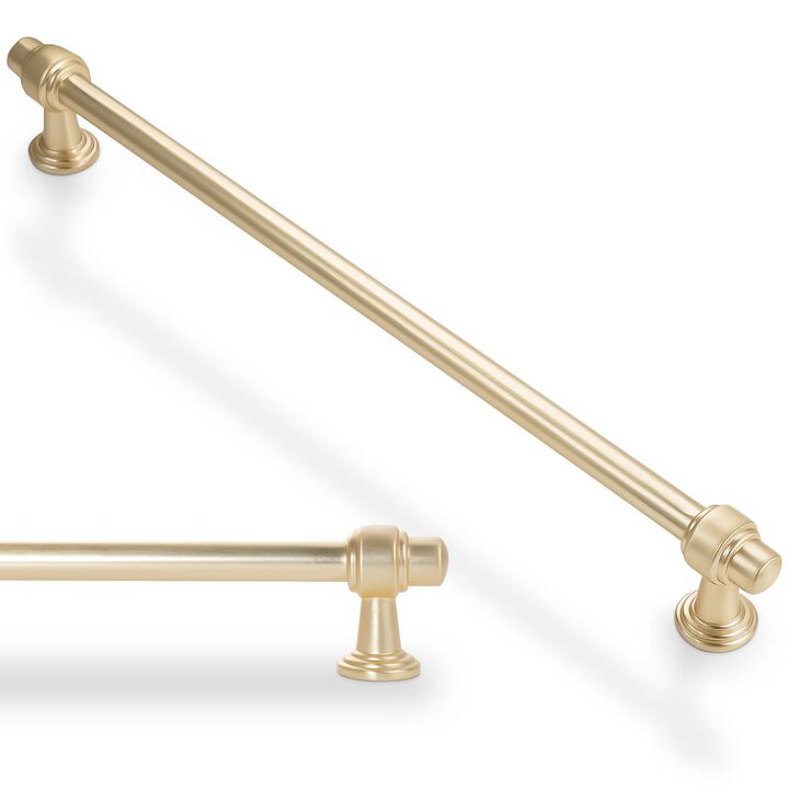 BUKOBYHE 6 Pack 12-3/5 Inch Kitchen Cabinet Handles Brushed Gold Cabinet Pulls Zinc Alloy Drawer Pulls Solid Kitchen Hardware