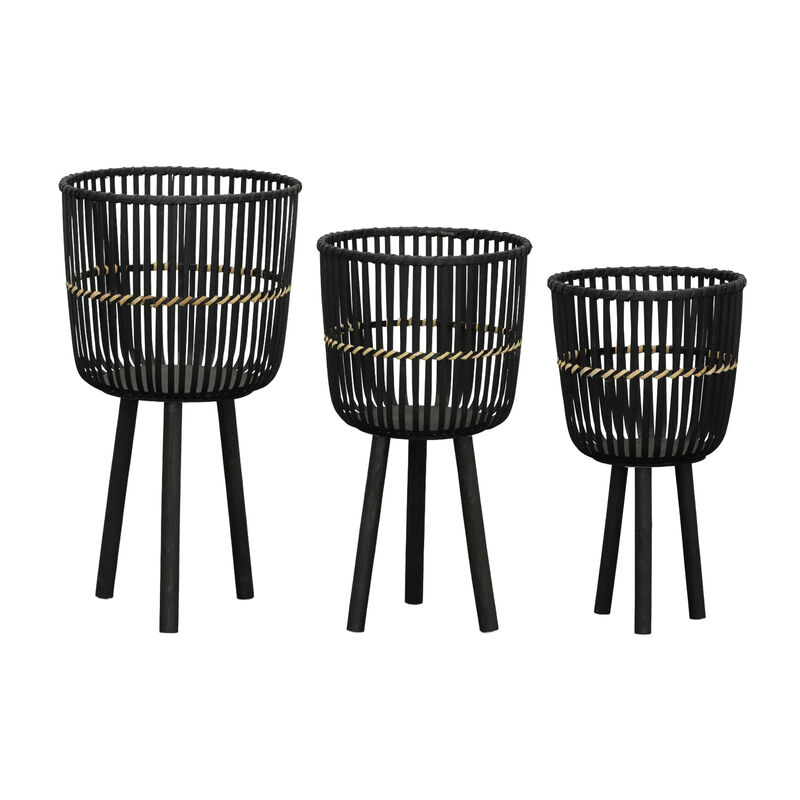 Bamboo Footed Planters, Black