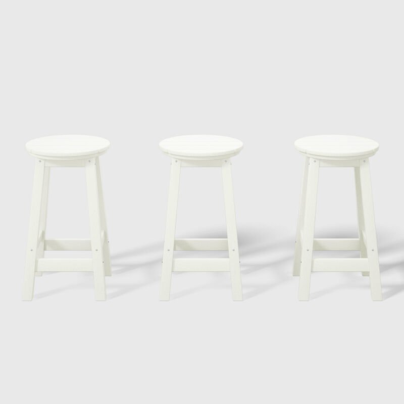 WestinTrends 24" HDPE Outdoor Patio Round Counter Height Bar Stool Set of 3