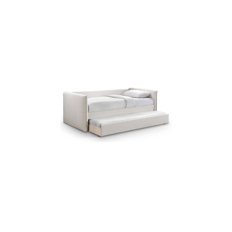 Meridian Furniture Colton Cream Linen Textured Fabric Twin Daybed