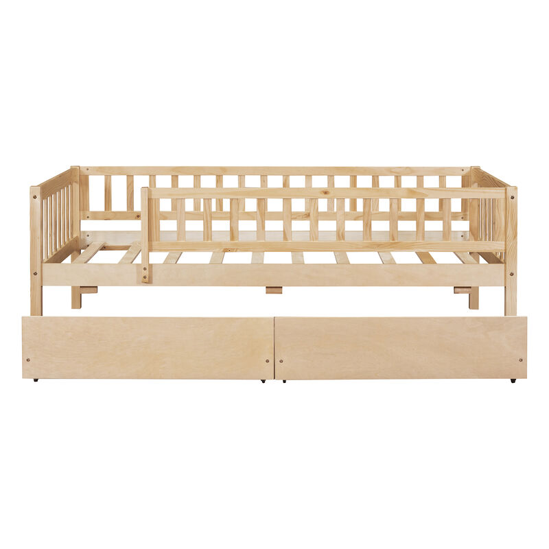 Whisen Twin Size Daybed Wood Bed with Two Drawers image number 3