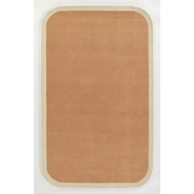 Novogratz by Momeni Tallulah Solid Color Ivory Border Wool Hand Tufted Area Rug, 2'6 X 8' Runner, Pink