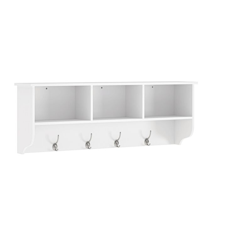 Wall Mounted Entryway Coat Rack with Storage Shelf, Wooden Hall Tree Organizer with Hooks for Entryway, Mudroom and Bedroom