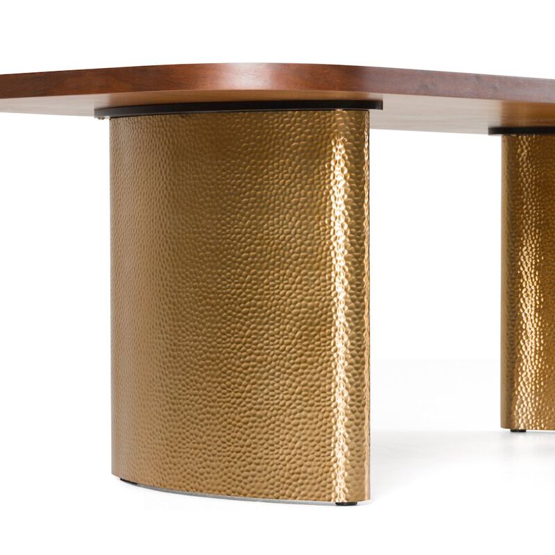 Modrest Marjorie - Modern Walnut + Brushed Gold Rectangular Dining Table