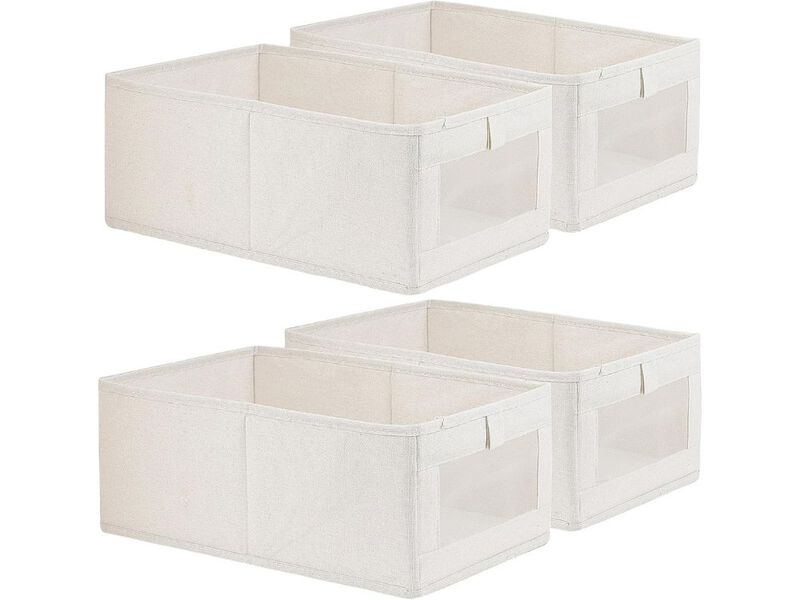 4-Pack Linen Storage Bins | Storage Containers for Clothing, Jeans, Towels image number 0
