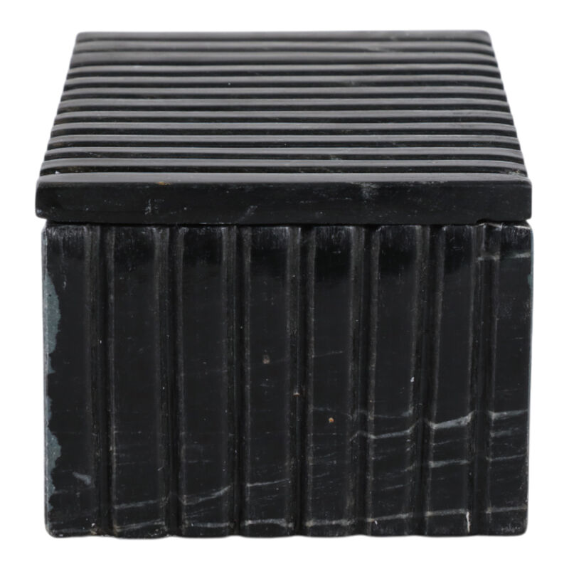 7x4" Marble Ridged Box, Black image number 3