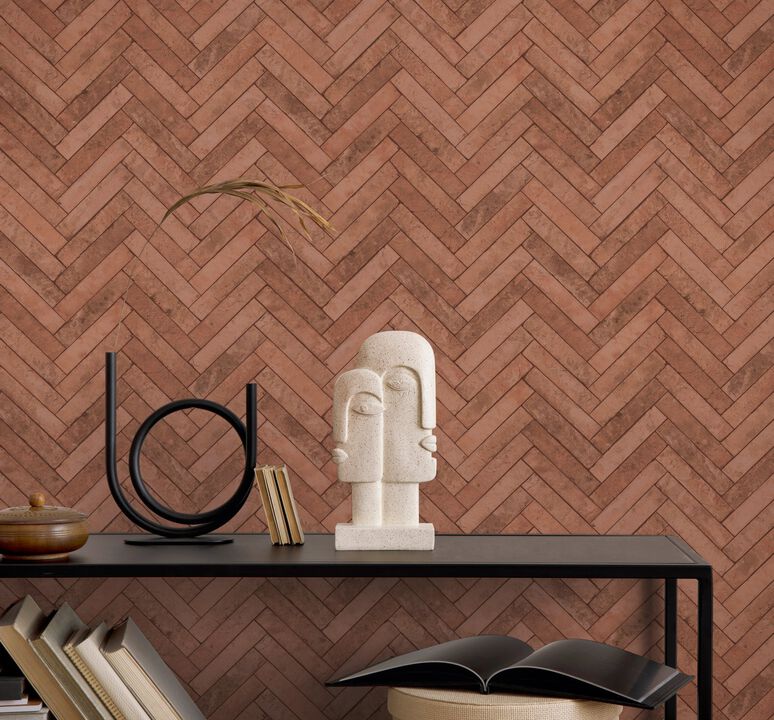 The Bricks And More Brick Herringbone Red Wallpaper 45763