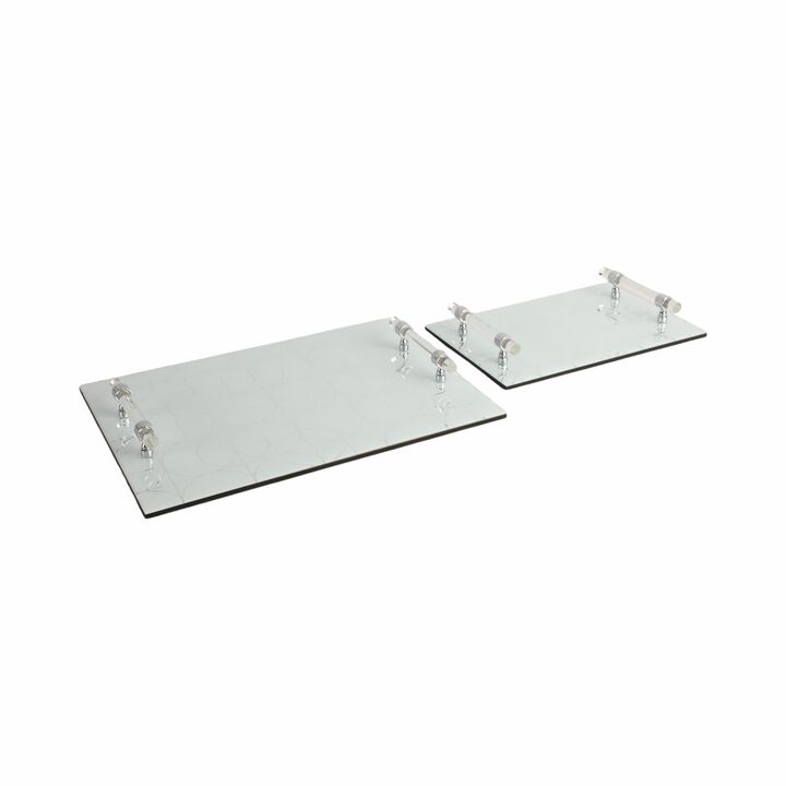 S/2 Sparkly Geo Glass Trays