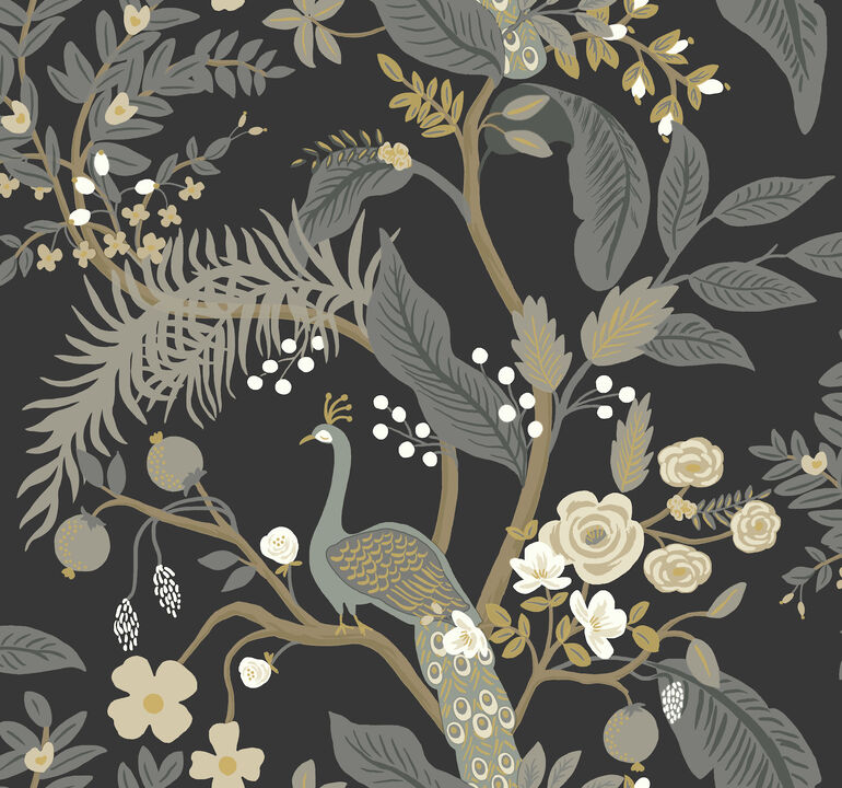 Peacock Black Wallpaper