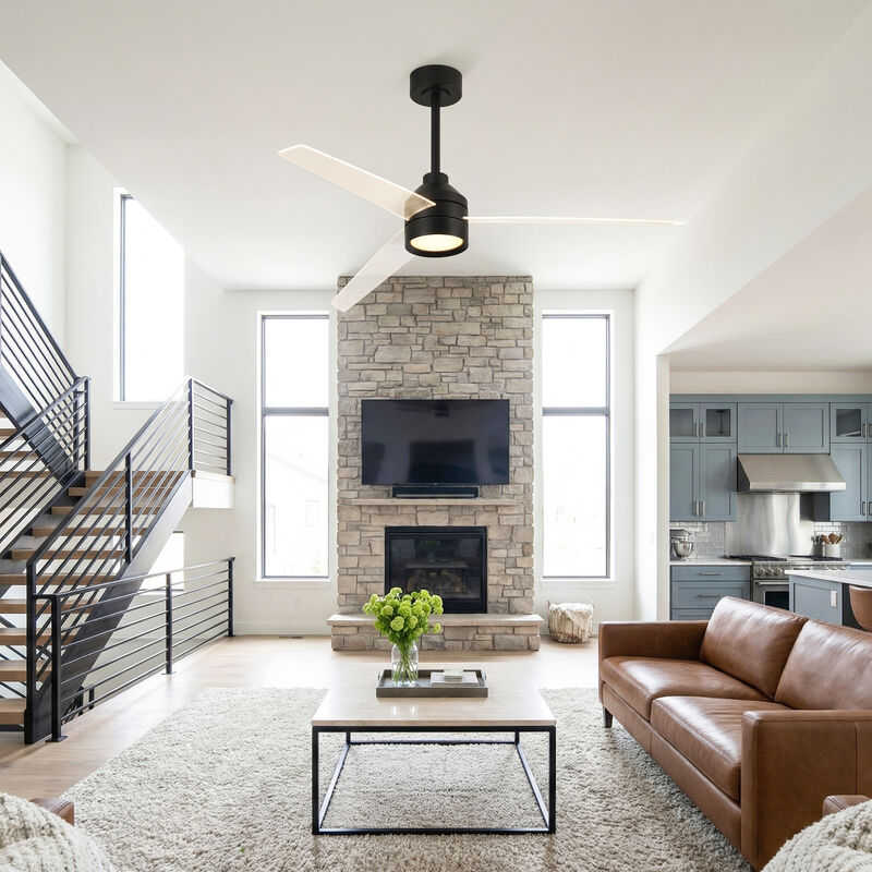 55" Modern Black Reversible Dimmable 8-Speed Ceiling Fan with Light and Remote image number 4
