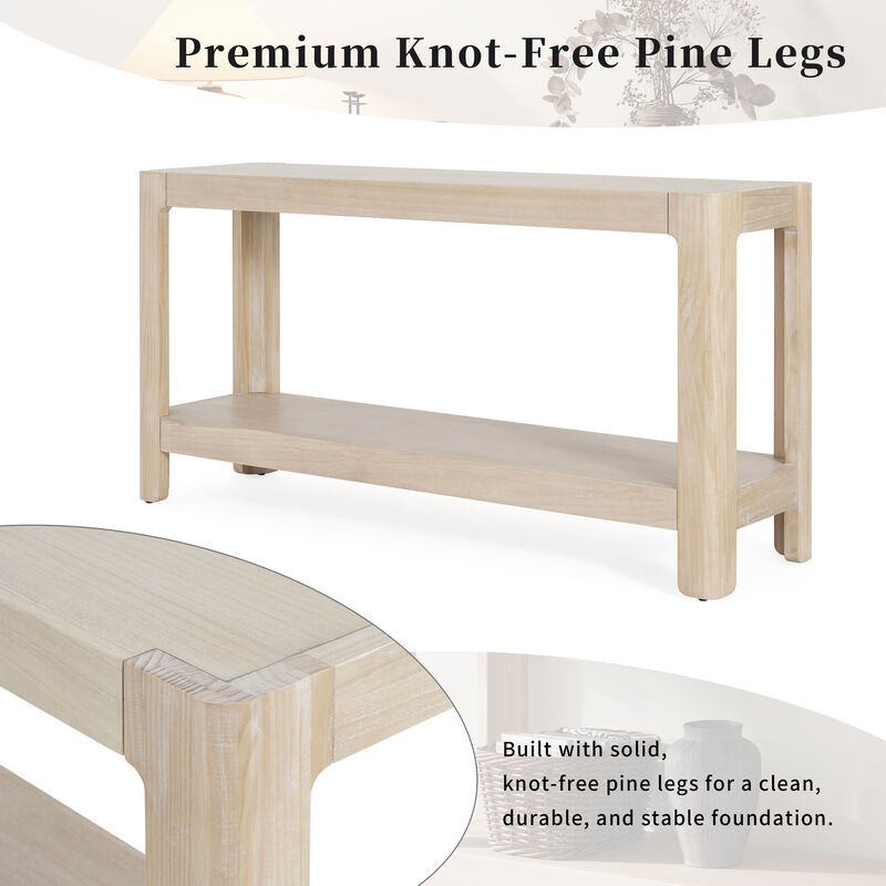 Merax Mirod Modern Farmhouse Console Table Elegant Minimalist Design Premium Wood Veneer Rounded Corners