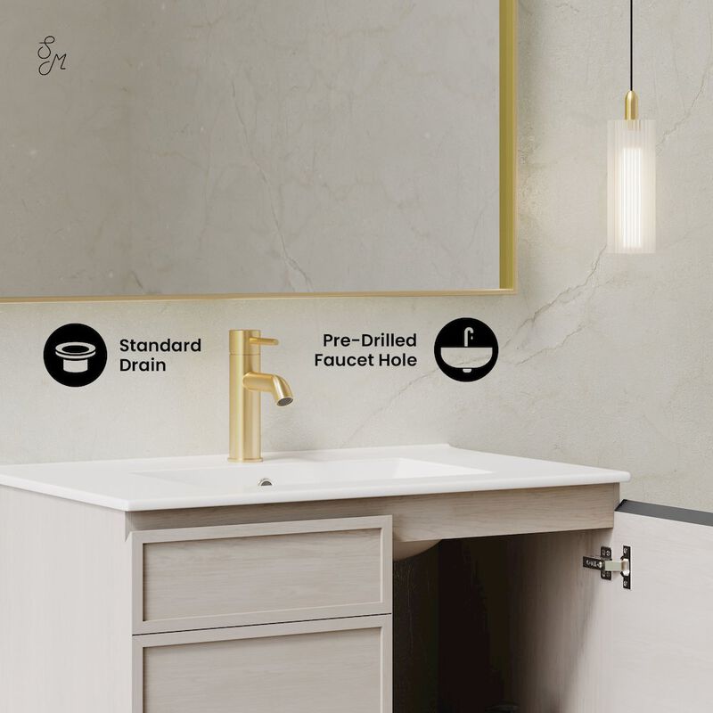 St. Tropez 30" Wall-Mounted Bathroom Vanity in White Oak with Sink Top image number 8