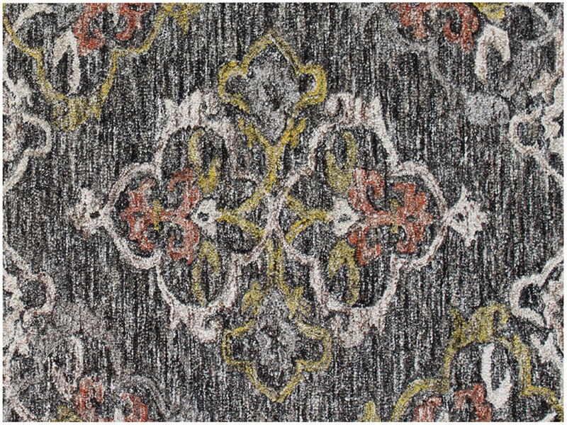 HomeRoots 5' X 8' Charcoal Abstract Geometric Hand Tufted Non Skid Area Rug image number 3