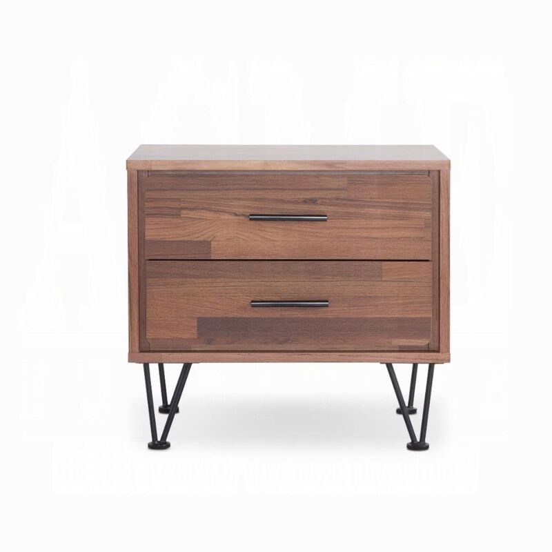 Contemporary 2 Drawers Wood Nightstand By Deoss, Brown image number 2