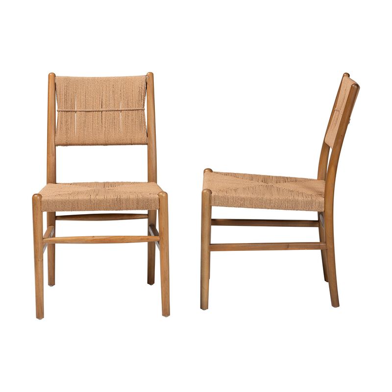 bali & pari Alva Paper Loom Woven 2-Piece Dining Chair Set - Handwoven Side Chair with Mahogany Wood Frame for Kitchen or Dining Room image number 2