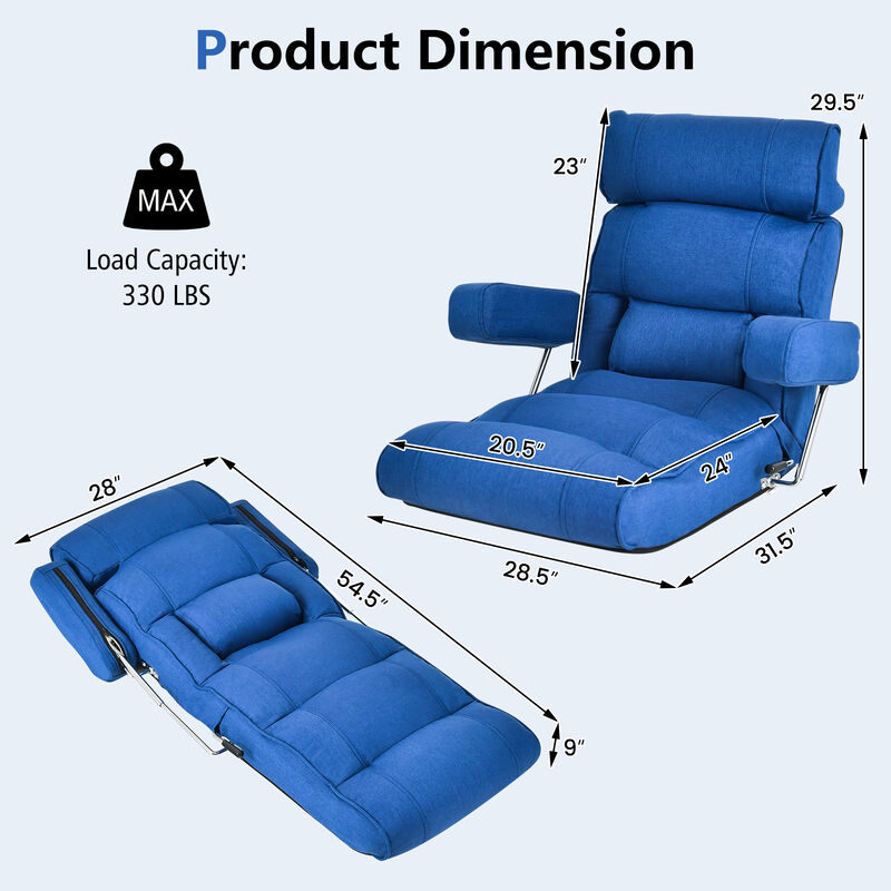 Adjustable Folding Sofa Chair with 6 Position Stepless Back