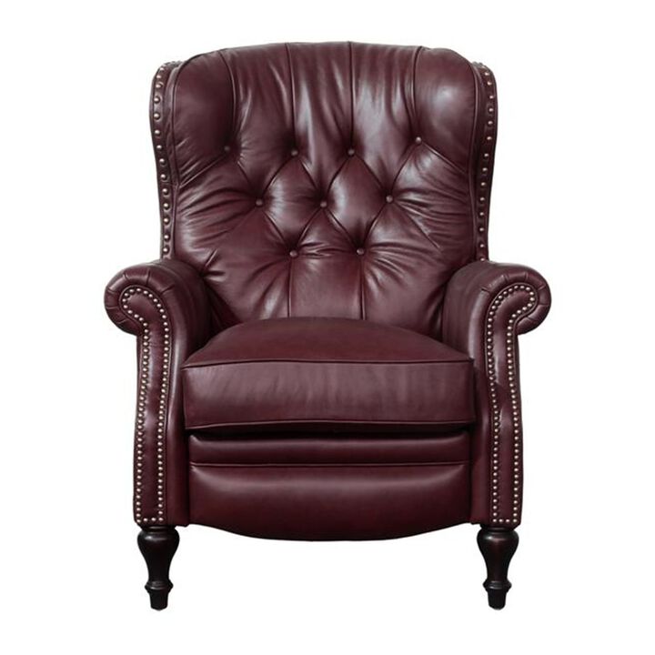 Red Leather Recliner with Hardwood Plywood Frame for Stylish Comfort