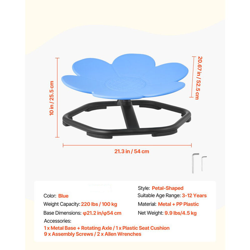 Flower Shape Kids Swivel Chair 360&deg; Spin Sensory Seat with Metal Base image number 2