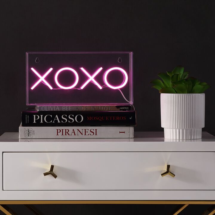 XOXO 11.75" Contemporary Glam Acrylic Box USB Operated LED Neon Light