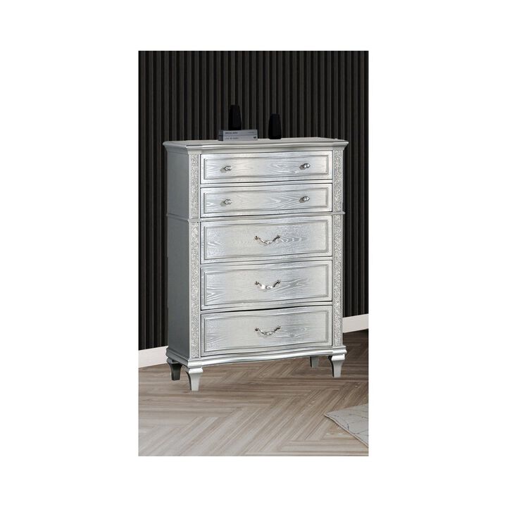 Best Quality Furniture Classic Silver Chest In Silver Color