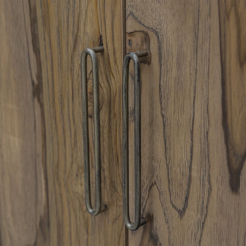 Eray Sideboard Console, 4 Doors, Handcrafted Brown Mango Wood 70 Inch