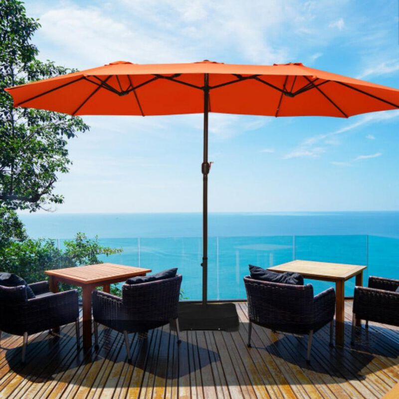 Extra Large Patio Double Sided Umbrella with Crank and Base