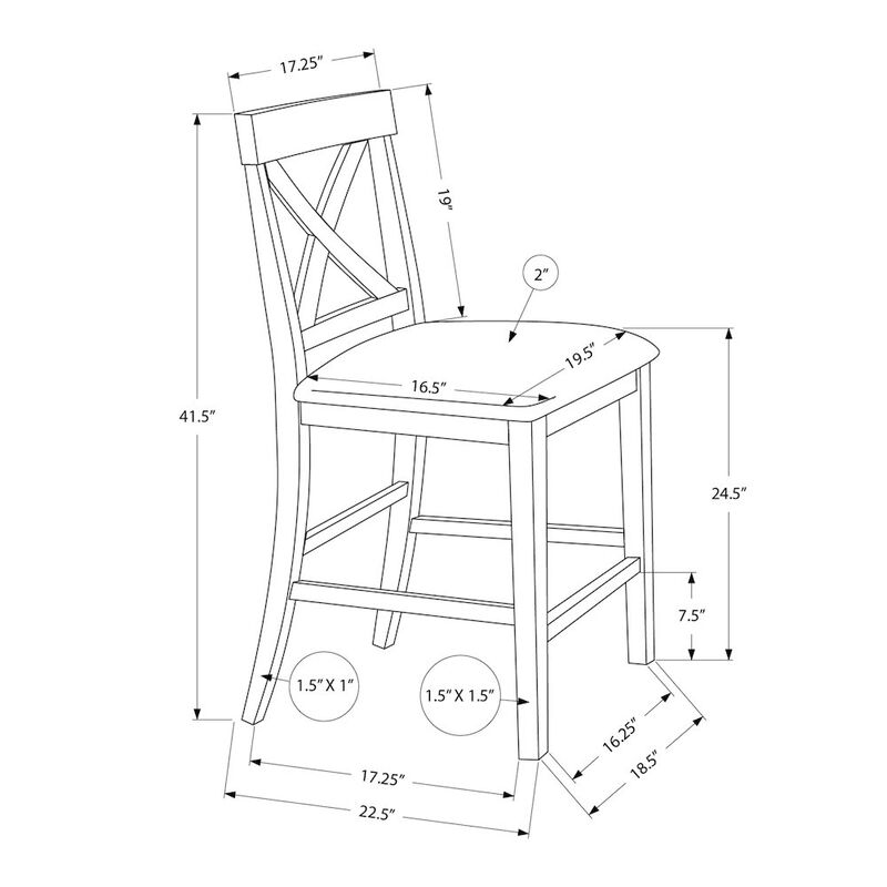 Dining Chair, 44" Height, Set Of 2, Side, Upholstered
