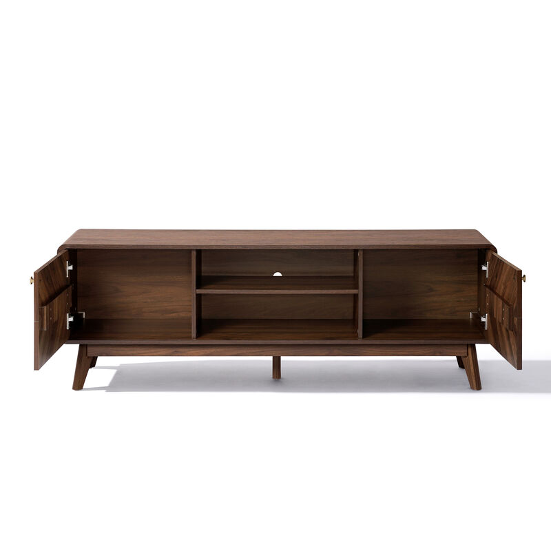 63" Centro Wood TV Console with Tapered Legs image number 3