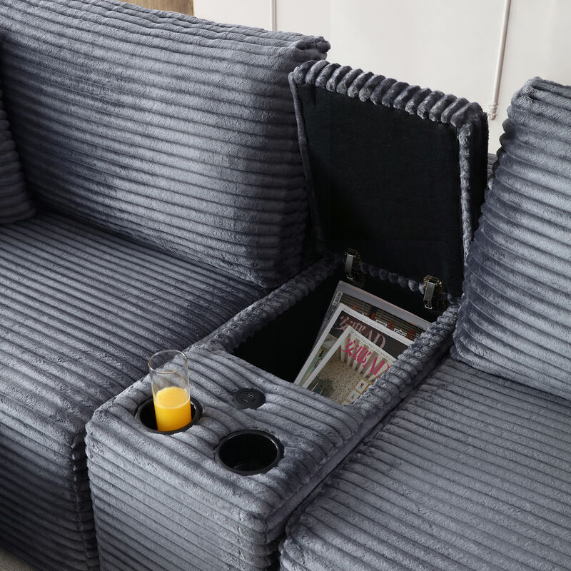 Snogla Sectional Sofa with Cup Holders image number 2