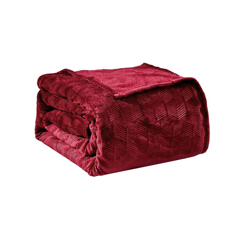 Amrani Bedcover Embossed Blanket, Soft Premium Microplush, Queen, Plum
