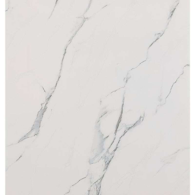 Best Quality Furniture Small 68 Rectangular marble top dining table with a silver color base