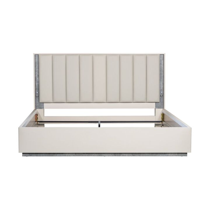 Michael Amini Pavira Eastern King Bed with LED Lights - Stone