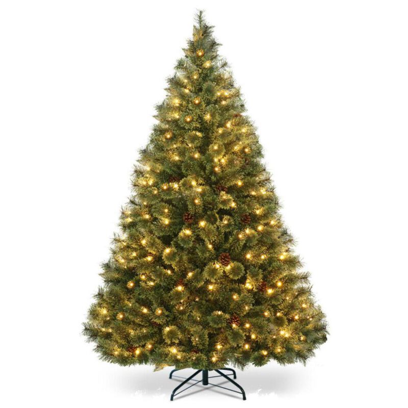 Hivvago 6 Feet Pre-Lit PVC Artificial Carolina Pine Tree with LED Lights