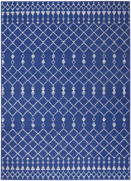 HomeRoots 6' X 9' Ivory And Blue Geometric Area Rug