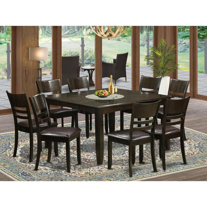 9 Pc Dining room set-Dinette Table with Leaf and 8 Kitchen Chairs.