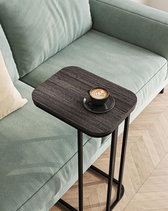 KJGKK C Shaped End Table, 27 Inches High Small Side Table for Sofa and Bed, Couch Table That Slides Under, Tall Tv Tray Table fo