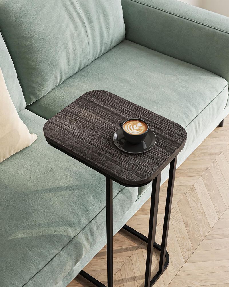 KJGKK C Shaped End Table, 27 Inches High Small Side Table for Sofa and Bed, Couch Table That Slides Under, Tall Tv Tray Table fo