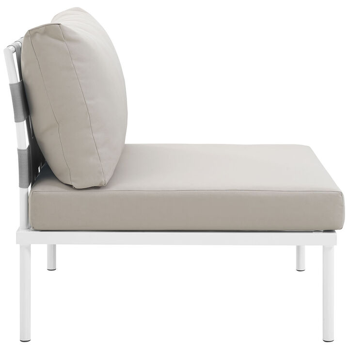 Harmony Armless Outdoor Patio Aluminum Chair - White Beige
