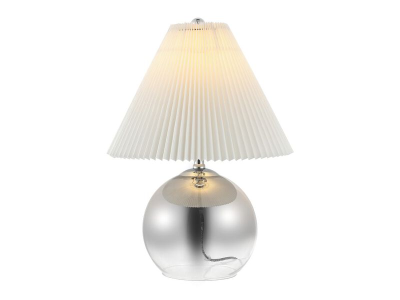 Louisa Mid-Century Modern Round Glass/Iron Pleated Shade LED Table Lamp