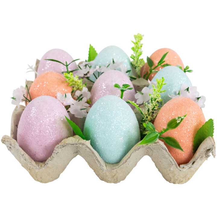 Pastel Easter Eggs with Carton Decoration - 6.25" - Set of 9