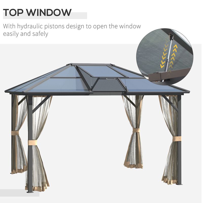 Grey Garden Structure: 12x10 Polycarbonate Hardtop Gazebo