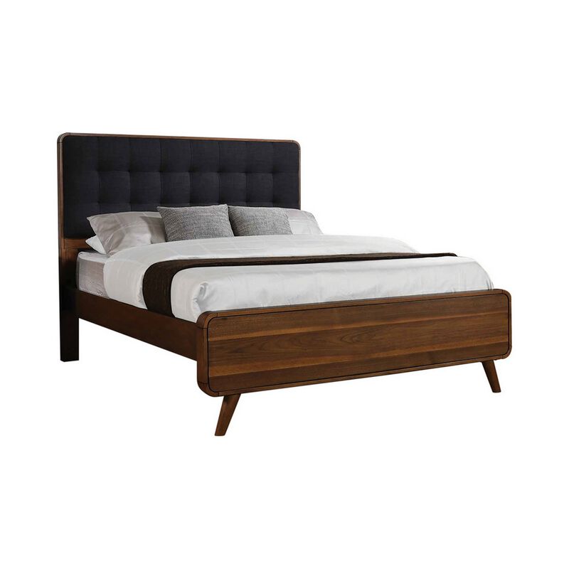 Queen Bedroom Set, Gray, Brown Wood, 3 Piece Set with 2 Nightstands image number 2