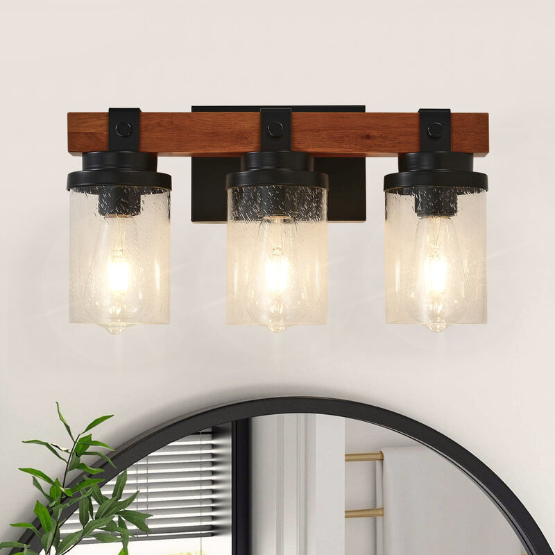 ELEMENT ACE 3-Light Wall Mounted Vanity Lighting Fixture with Clear Glass Shades Rustproof Corrosion Resistant for Bathroom Bedroom Hallway Entryway image number 1
