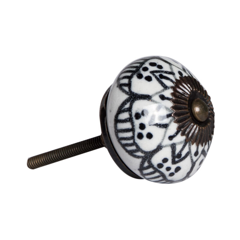 HomeRoots Set of Eight Black And White Ceramic And Metal Drawer Pull Knobs image number 2