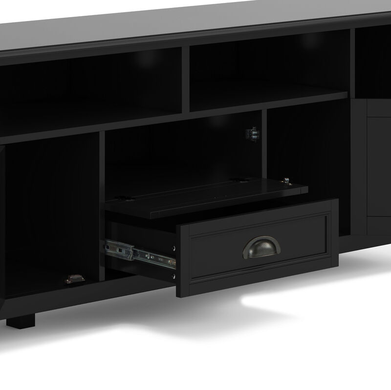 Burlington SOLID WOOD 72 inch Wide Transitional TV Media Stand in Black For TVs up to 80 inches